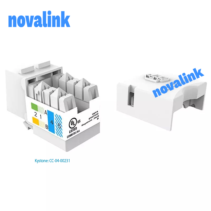 Nhân mạng, Modular Jack, ổ cắm mạng Cat6 Novalink chân vàng 50U, đầu nhấn mạ Niken, nhựa cao cấp